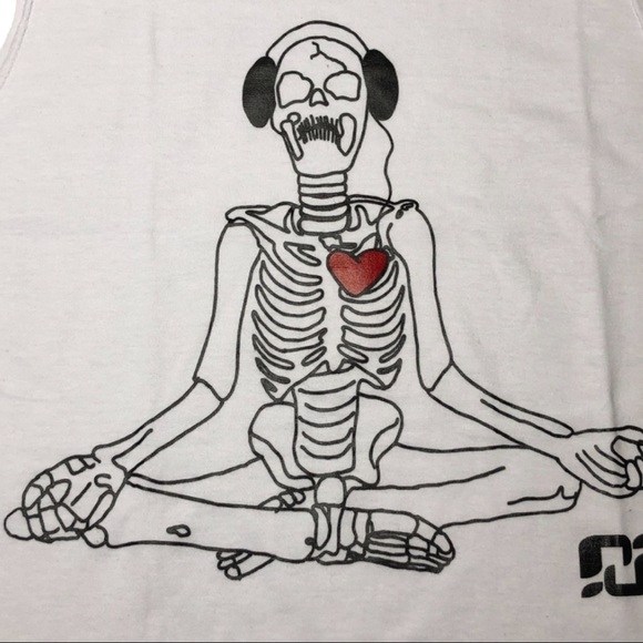 Limited Edition Yoga Workout Skeleton Music Headphone Vibe Tank Top - Picture 2 of 3